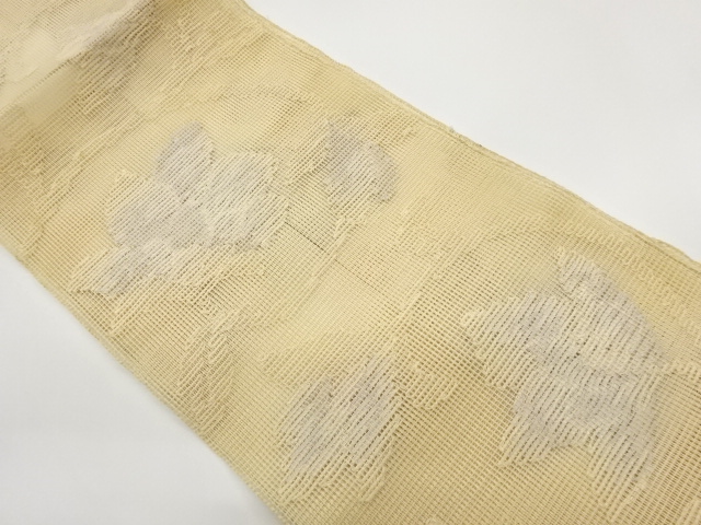 JAPANESE NAGOYA OBI FOR SUMMER / WOVEN FLOWER ARABESQUE